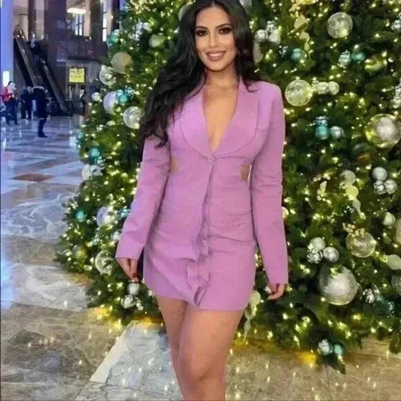 NEW Zara Cut Out Blazer Lilac Long Sleeve Dress Size Small - Picture 1 of 12